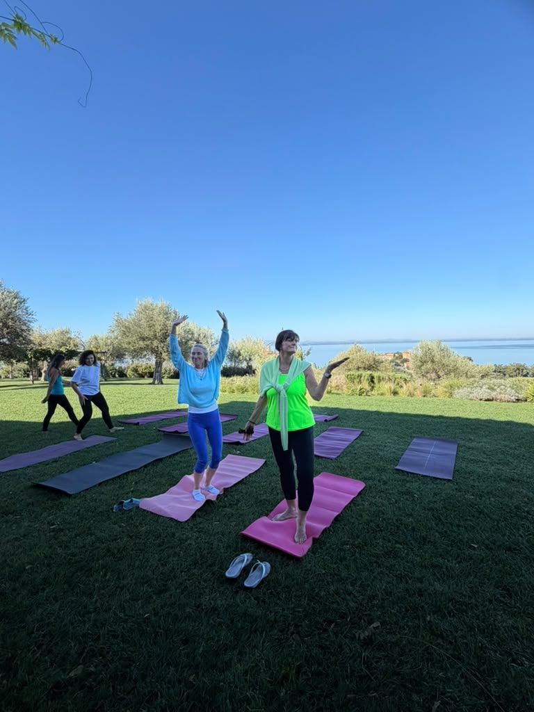 Morning practice on the lawn